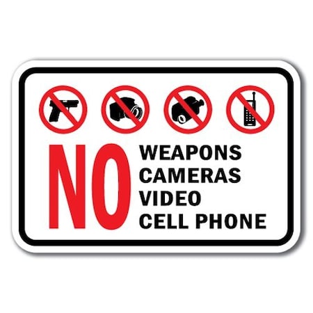 Signmission Safety Sign, 12 in Height, Aluminum, Security - No Weapons A-1218 Security - No Weapons
